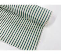 100% Cotton Canvas Fabric 8mm Ticking Stripes Woven Curtain Upholstery (Sold PER METRE) (Baltic Teal)