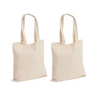 100% Cotton Canvas Reusable Shoulder Tote Bag Natural Colour with handle for Shopping Grocery Handbag Eco-Friendly Organic material decays and compost easily recyclable (Natural 2 Pack)