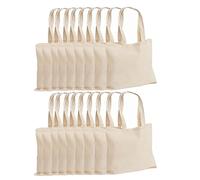100% Cotton Canvas Reusable Shoulder Tote Bag Natural Colour with handle for Shopping Grocery Handbag Eco-Friendly Organic material decays and compost easily recyclable (Natural 20 Pack)