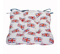 100% Cotton Cased Chunky Union Jack Seat Pad 2 Pack With Chair Ties