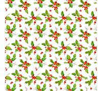 100% Cotton Christmas Fabric Material Sold by The Metre 139cm Wide (Jolly Holly - CC485) (ONE METRE)