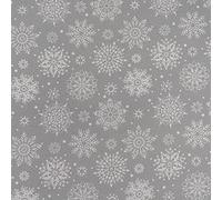 100% Cotton Christmas Fabric Material Sold by The Metre 139cm Wide (Winter Snowflake Silver - CC336) (ONE METRE)