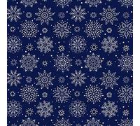 100% Cotton Christmas Fabric Material Sold by The Metre 140cm Wide. (1 Metre) (Winter Snowflake Navy - CC338)