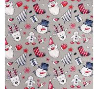 100% Cotton Christmas Fabric Material Sold by The Metre 140cm Wide - Christmas Crowd Silver - CC347 - Half METRE
