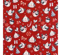 100% Cotton Christmas Fabric Material Sold by The Metre 140cm Wide - Christmas Robins Red - CC352 - Half METRE