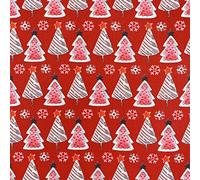100% Cotton Christmas Fabric Material Sold by The Metre 140cm Wide - Christmas Trees Red - CC350 - Half METRE