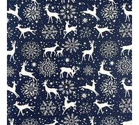 100% Cotton Christmas Fabric Material Sold by The Metre 140cm Wide - Winter Reindeer Navy - CC335 - Half METRE