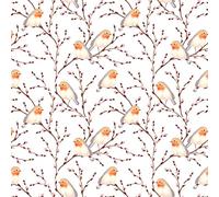 100% Cotton Christmas Fabric Material Sold by The Metre 140cm Wide - Winter Robin - CC486 - ONE METRE