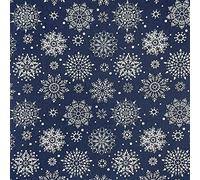 100% Cotton Christmas Fabric Material Sold by The Metre 140cm Wide - Winter Snowflake Navy - CC338 - ONE METRE