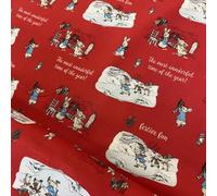 100% Cotton Christmas Prints - Peter Rabbit Wonderful Time of Year, 112cm Wide, Red