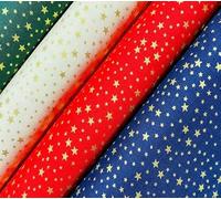 100% Cotton Christmas Rose and Hubble - Snowflakes Reindeers Stars Fabric Bundle - Pack of 3 or 4 - Simply Sew Crafty™ (Stars - Pack of 4)