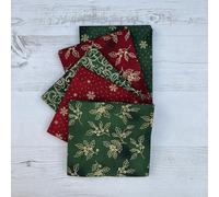 100% Cotton Christmas Xmas 5 Pack Fat Quarter Fabric Bundle for Patchwork Quilting Sewing Crafts | 19" x 20" (50cm x 52cm) (Blenders Wine/Bottle)