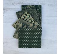 100% Cotton Christmas Xmas 5 Pack Fat Quarter Fabric Bundle for Patchwork Quilting Sewing Crafts | 19" x 20" (50cm x 52cm) (Blenders Bottle Green)