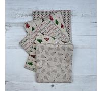 100% Cotton Christmas Xmas 5 Pack Fat Quarter Fabric Bundle for Patchwork Quilting Sewing Crafts | 19" x 20" (50cm x 52cm) (Scandi)