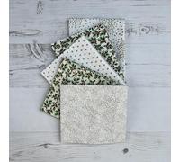 100% Cotton Christmas Xmas 5 Pack Fat Quarter Fabric Bundle for Patchwork Quilting Sewing Crafts | 19" x 20" (50cm x 52cm) (Star Dust Cream)