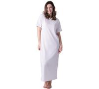 100% Cotton Classic Full Length Short Sleeved Nightdress Camille Cream 14-16