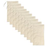 100% Cotton Cloth Bags with Drawstrings - Set of 10 - Washable Natural Muslin Bag for Bulk Food Storage 30cm X 17cm - Canvas Fabric Sachets