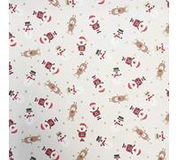 100% Cotton Crafting Fabric - Metre, Half Metre and Fat Quarter - Upholstery, Quilting, Sewing - Stars, Chevron, Stripes, Spotty - 140cm Wide (Cream Xmas Santa and Reindeer Fabric, A4 Sample)