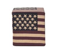 100% Cotton Cube Pouffe Vintage USA Flag And Tartan Pattern 36x36x38 cm