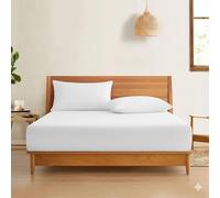 100% Cotton Deep Fitted Sheet 200 Thread Count - 40 cm Extra Deep Pocket Bed Sheet - Single 90x190+40cm - Hypoallergenic and Breathable Single size Bottom Sheet with Elastic Corners (Single)