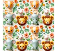 100% Cotton Digital 3D Fabric Safari Animals Elephants 149cm Wide (Price Per Metre)