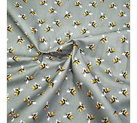 100% Cotton Digital Fabric Bumble Bee Buzzy Bumblebee Insect - Dark Grey 140cm Wide Crafty (Price Per Metre)