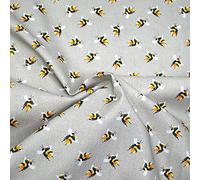 100% Cotton Digital Fabric Bumble Bee Buzzy Bumblebee Insect - Silver 140cm Wide Crafty (Price Per Metre)