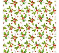 100% Cotton Digital Fabric Christmas Jolly Holly Berry 140cm Wide Sold Per Half Meter