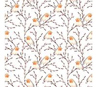 100% Cotton Digital Fabric Christmas Winter Robin 140cm Wide - Per Metre