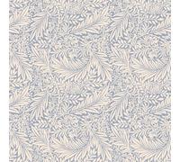 100% Cotton Digital Fabric William Morris Larkspur Leaves Floral Flower (Sold Per Half Metre) (Azure)