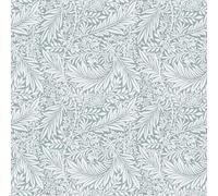 100% Cotton Digital Fabric William Morris Larkspur Leaves Floral Flower (Sold Per Half Metre) (Silver)
