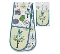 100% Cotton Double Oven Hot Pot Glove Mitt Various Prints (Forrest)