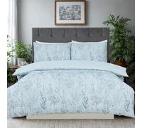 100% Cotton Duvet Cover Set - King 230x220cm - Duck Egg Blue Design - Sateen Weave 300 Thread Count - Digital Printed Soft & Breathable Luxury Bedding - Includes 2x Pillowcases & Button Closure