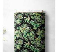 100% Cotton Exotic Jungle Forest Novelty Printed Design Quilting Kids Craft Dress Quality Sewing Premium Fabric Material | 55" - 140 cm Wide (per Half Metre, Amazon Black)