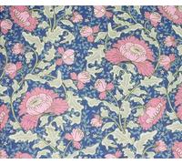 100% Cotton Fabric - Morris in Bloom Pretty Blue & Pink Floral Craft Fabric Material Metre