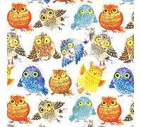 100% Cotton Fabric Rose & Hubble Cute Owls Birds of Prey Animals 150cm Wide (Sold Per Half Metre)