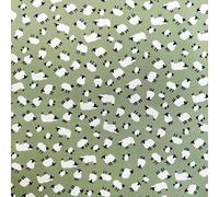 100% Cotton Fabric - White Sheep Print on Sage Green - Craft Fabric Material Metre