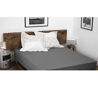 100% Cotton Fitted Sheet - 57 Thread Count - Size 90 x 190 cm - Dark Grey - 30 cm Deep Weave - Soft, Breathable, Washable