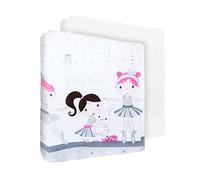 100% Cotton Fitted Sheet with Waterproof Mattress Protector to fit 90x40 cm Baby Crib (Grey Dancer)