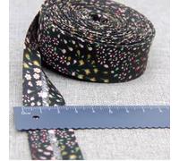 100% Cotton Floral Bias Binding Tape 25mm Patterned Bunting Tape Wide 47 Colors 1 inch (Floral Black, 10 metre)