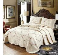 100% Cotton Floral Quilt Set | Vintage Farmhouse Patchwork Bedspread & Coverlet | Oversized Queen/King/Full/Twin Sizes | Lightweight Summer Quilt, Winter Bedding, Wedding Ring Design (Beige-A, Queen)