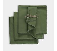 100% Cotton Frayed Cloth Napkins Set of 4, 18x18 Inch - Olive Green