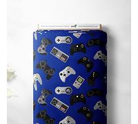 100% Cotton Gaming Controller Console Novelty Printed Design Quilting Kids Craft Dress Quality Sewing Premium Fabric Material | 55" - 140 cm Wide (per Fat Quarter, Blue)