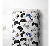 100% Cotton Gaming Controller Console Novelty Printed Design Quilting Kids Craft Dress Quality Sewing Premium Fabric Material | 55" - 140 cm Wide (per Fat Quarter, White)