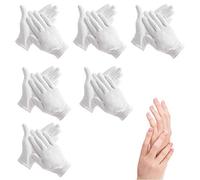 100% Cotton Gloves for Eczema,6 Pairs White Cotton Moisturizing Gloves Over Night Bedtime | Cosmetic Inspection Premium Cloth Quality | Dry Sensitive Irritated Skin Spa Therapy Secure Wristband