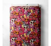 100% Cotton Halloween Spooky Scary Printed Design Quilting Craft Dress Quality Sewing Fabric Material | 55" - 140 cm Wide (per Metre, Frightening Fancies)