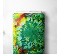 100% Cotton Hand Dyed Indian Bali Batik Printed Bandhani Floral Design Quilting Craft Dress Quality Sewing Fabric Material | 44" - 112 cm Wide (per Fat Quarter, Green/Yellow)