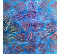 100% Cotton Hand Dyed Indian Bali Batik Printed Designed Quilting Craft Dress Making Fabric Material | 44" - 112 cm Wide (per Half Metre, Leaf Blue/Red)