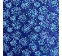 100% Cotton Hand Dyed Indian Bali Batik Printed Designed Quilting Craft Dress Making Fabric Material | 44" - 112 cm Wide (per Metre, Sunflowers Royal Blue)