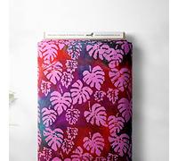 100% Cotton Hand Dyed Indian Bali Batik Printed Mural Floral Design Quilting Craft Dress Quality Sewing Fabric Material | 44" - 112 cm Wide (per Metre, Pink)